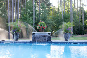 irrigation behind pool